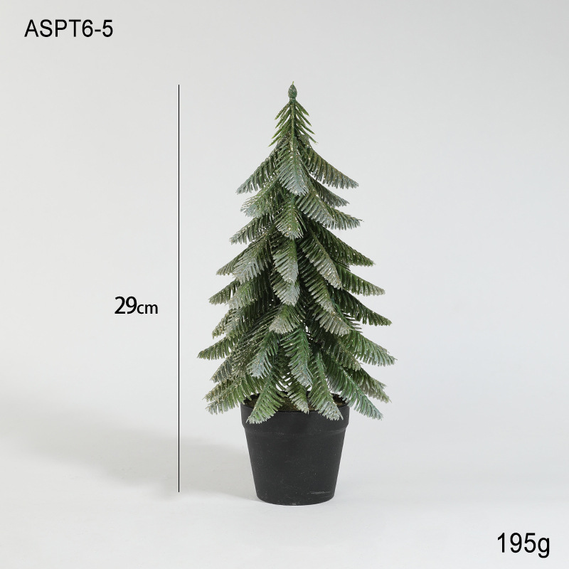 Simulación de plástico verde con nieve mini fruta roja árbol de Navidad decoración de mesa decoración pequeño regalo de Navidad