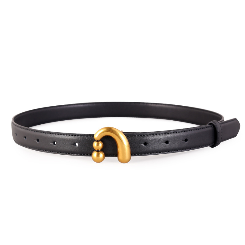 Hot Selling Ancient Silver Gold Buckle Cowhide Women's Belt New Fashionable Leather Belt Decoration with Skirt Pants Belt Trendy Women's Stock_voghion.com
