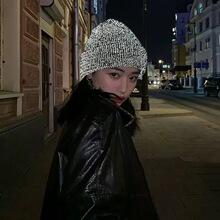 跨境超火反光针织帽韩国东大门街头个性套头女款休闲毛线针织帽