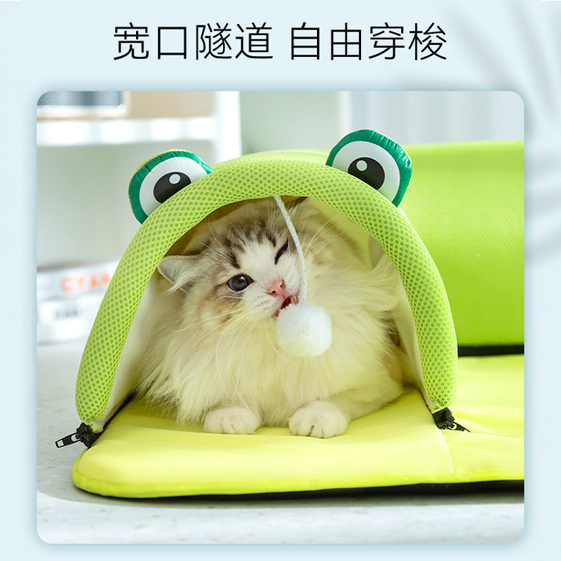 Gato verano ranita lindo túnel de gato alfombra de enfriamiento nido de gato dragón de perforación de tierra juego sueño nido de mascotas al por mayor