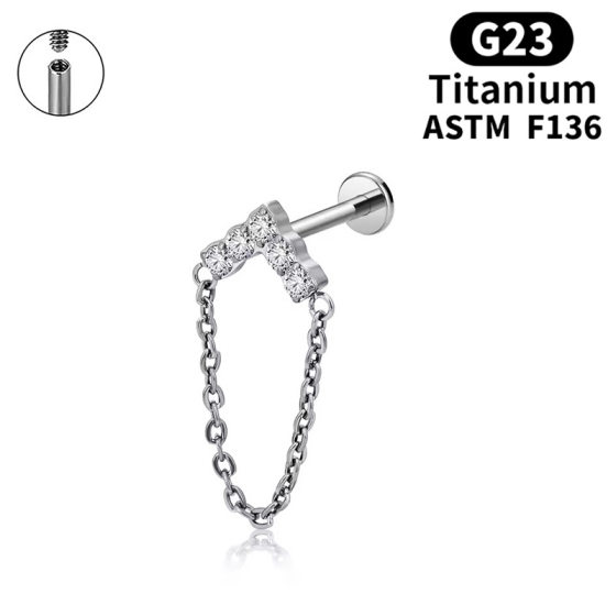 G23 titanium piercing earring cross-border personalized chain ear bone nail F136 titanium alloy lip nail lip ring earrings
