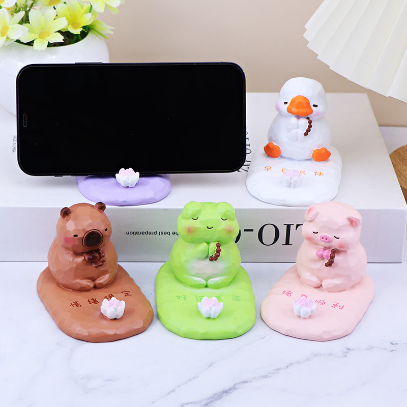 Happy Lotus Mobile Phone Bracket Desktop Small Ornaments Healing Department Home Living Room Bedroom Office Station Decorations