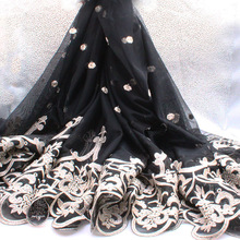 厂家直销 经典黑色薄款网纱刺绣蕾丝花边布料 裙子女装刺绣网纱面