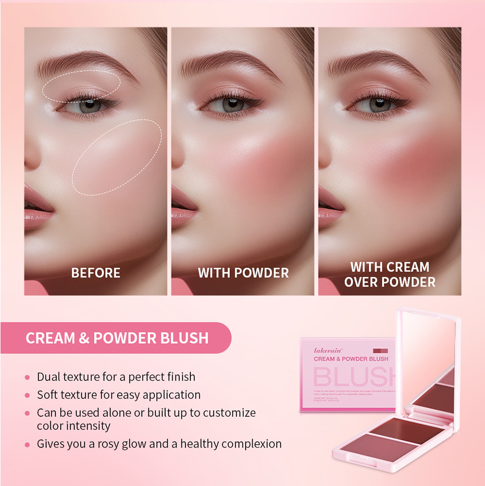 Cross-border lakerain two-in-one Blush Palette: Natural and easy-to-apply matte blush powder undefined