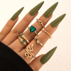 Green accessory, set, ring with stone emerald, European style, light luxury style