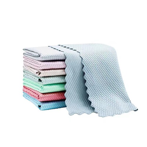 Longli Towel Fish Scale Dishcloth Household Cleaning One Swipe Clean Home Kitchen Water Absorbent Glass Wiping Special Dishwashing Cloth