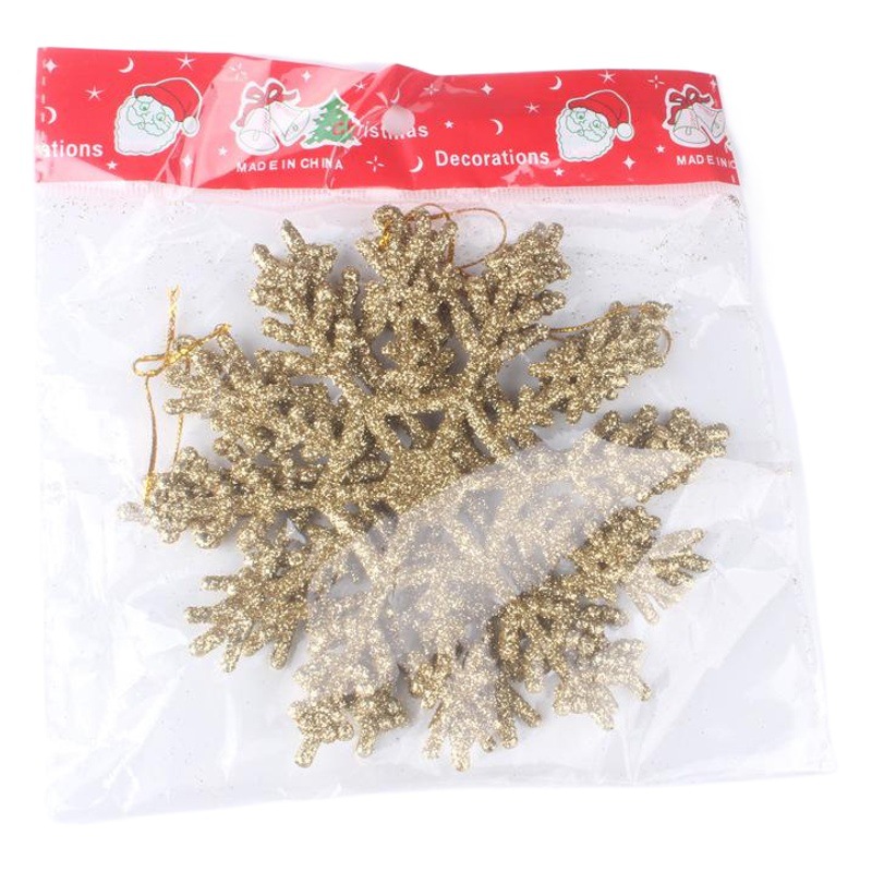 Christmas Supplies 12cm Plastic Powder Snowflake Piece Christmas Tree Decoration Hanging Ornaments Hollow Christmas Snowflake Pendant
