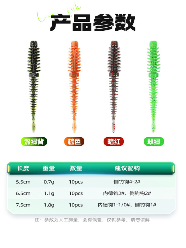 渔之源水上路亚软饵螺纹轻舞虫假饵软虫饵超逼真一件代发跨境批发|undefined