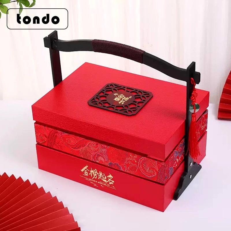 Guofeng Graduation Season Gold List Título Boja de regalo de banquete de ingreso a la universidad doble capa caja de regalo de alta calidad caja de embalaje de frutas