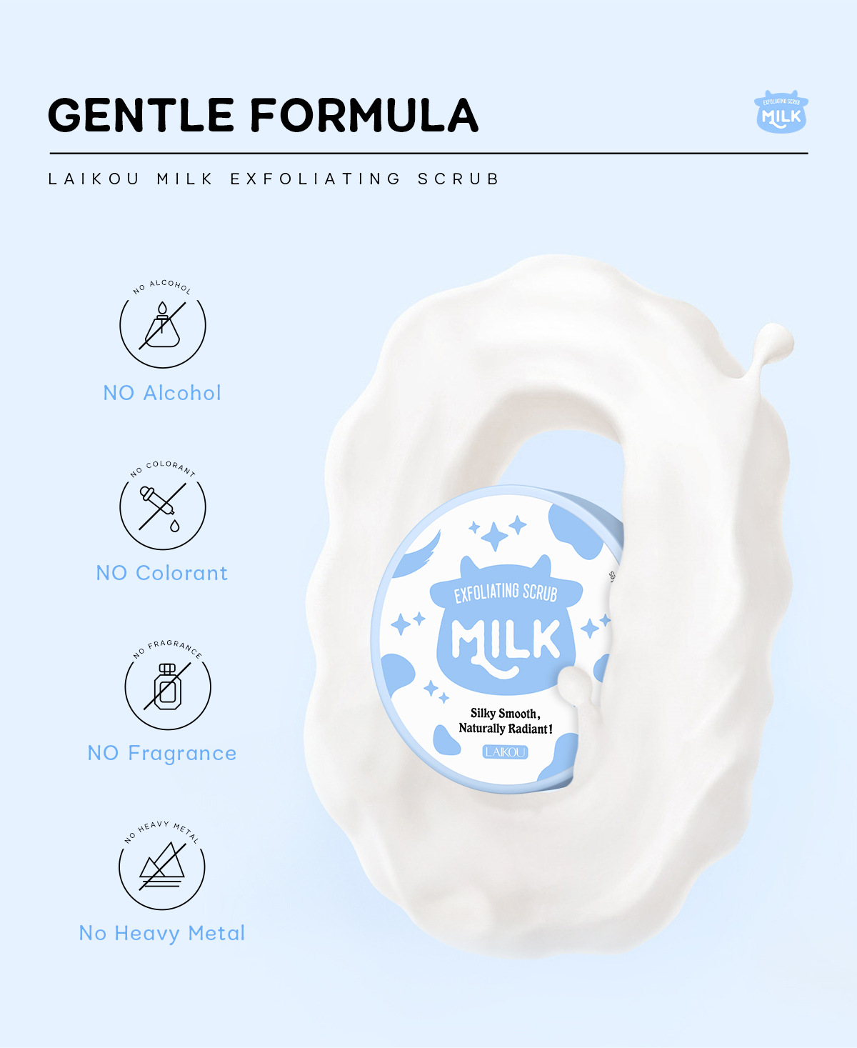 Manufacturer's in-stock cross-border LAIKOU milk Scrub 90g brightening skin tone, hydrating and moisturizing undefined