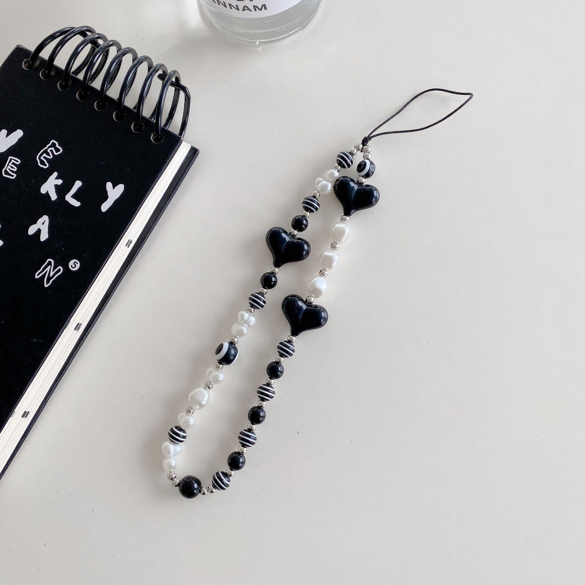 Adatto per cubo di cristallo galvanico braccialetto d'amore custodia per cellulare accessori ciondolo fiocco di perle bianche catena universale_voghion.com