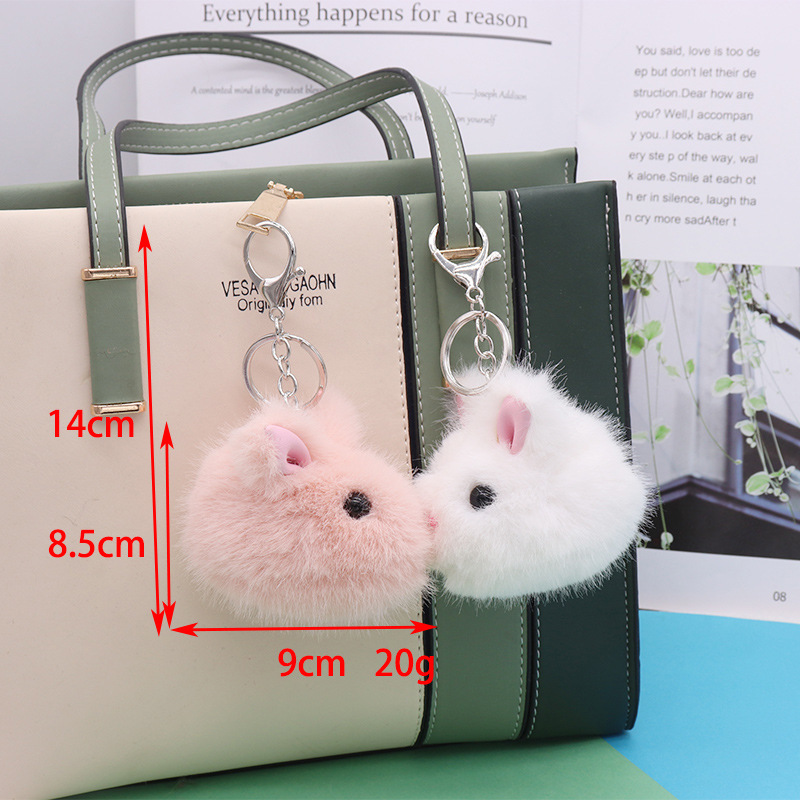 Venta caliente de alta calidad de imitación de piel de visón de peluche conejito colgante lindo conejo bolso del coche llavero adornos
