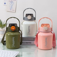 New stylish large-capacity water bottle with high-quality sugar cube design, 316 stainless steel insulated cup, outdoor portable with straw