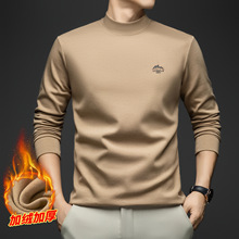 秋冬半高领薄绒男士t恤纯色厚保暖打底衫体恤长袖时尚立领小衫潮T