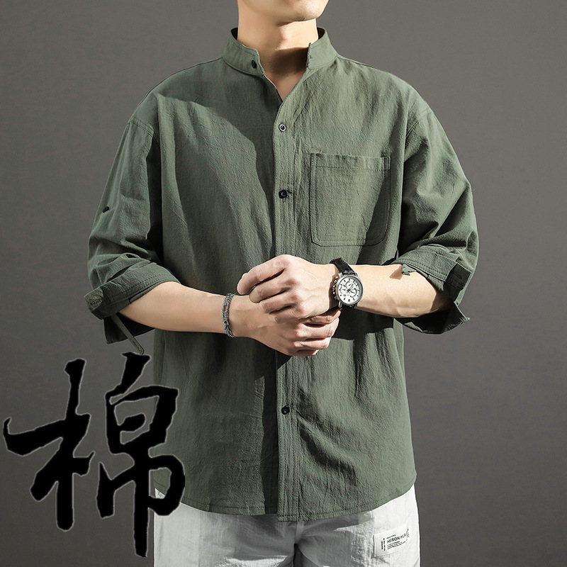 Linen Shirt Men's Long-sleeved All-match Chinese Style Men's Shirt Loose Men's Jacket Cotton Linen Casual Top