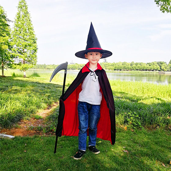 Halloween Pirate Cloak Red and Black Double-layer Stand-up Collar Death Cloak Kidsren Adult Masquerade Costume Props