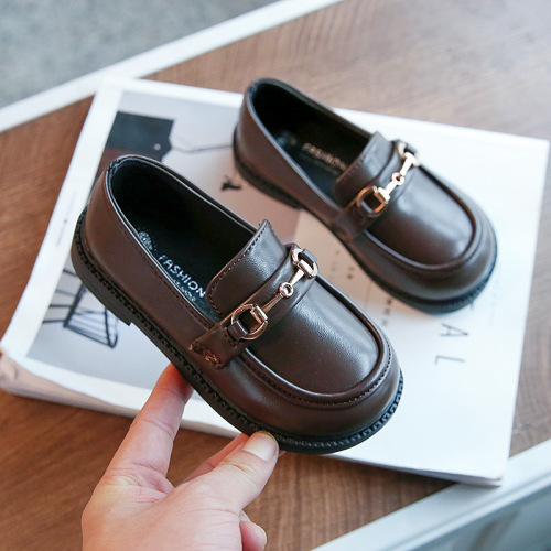 Children's black leather shoes  autumn new Korean style girls' British style shoes fashionable and versatile girls' shoes