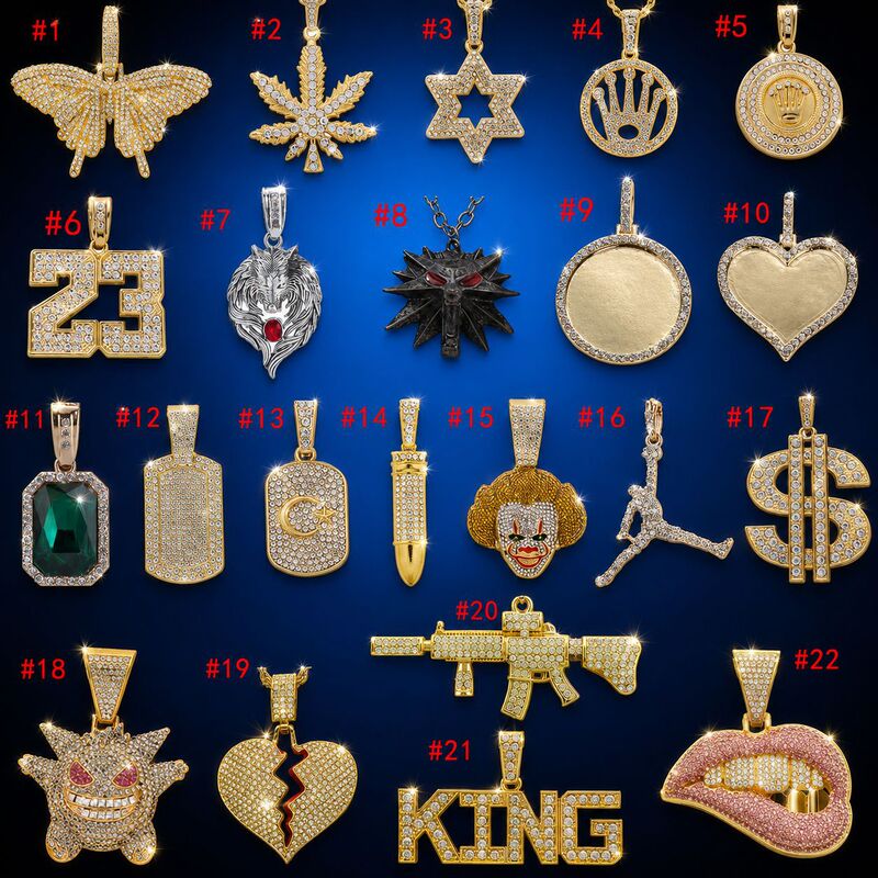 European and American Cross-Border Hip-Hop Style Alloy Full Diamond Pendant Men's Personalized Trendy Necklace Jewelry Accessories Wholesale