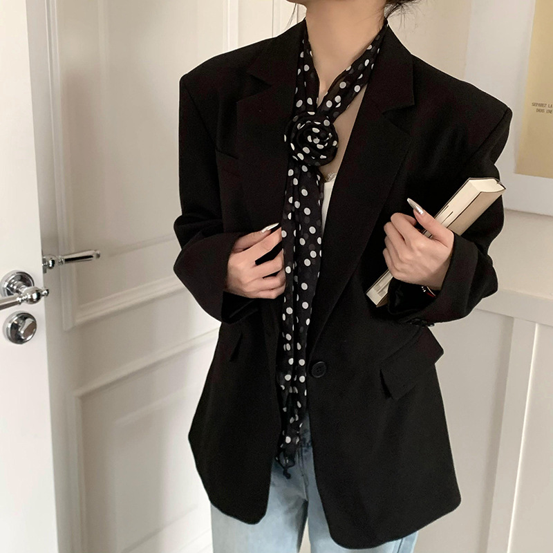 Bufanda de seda, banda larga, sentido de alta calidad, lunares, corbata delgada y estrecha, cinturón, bolso envuelto, cinturón para el cabello, cinta para el cabello, serpentina