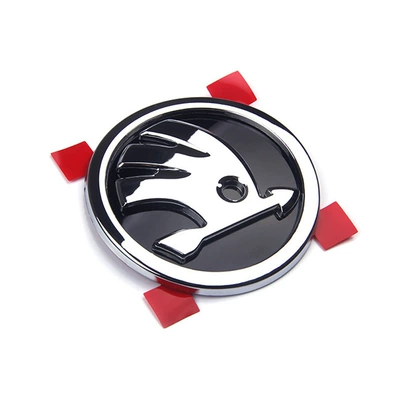 Applicable to Skoda car logo Ming Rui Jing Rui front and rear logo black Chinese mesh logo car tail logo 90MM 80MM (Car logo) - 90mm-silver-black