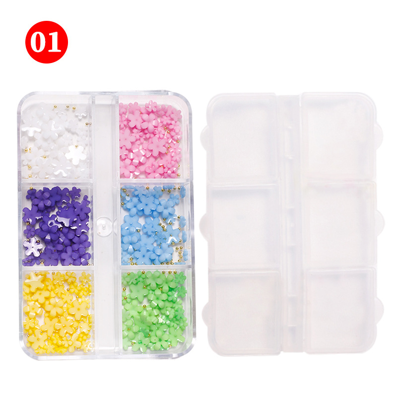 Nueva celebridad de Internet de resina de cinco pétalos de flores de uñas accesorios Estilo japonés mezclado elegante 3D tridimensional flor pequeña joyería de uñas