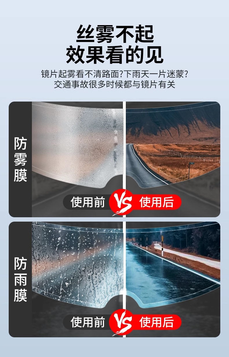 Suitable for motorcycle helmets, rainproof and anti-fog film, universal winter lens, waterproof for electric vehicle half-helmets and full-helmets