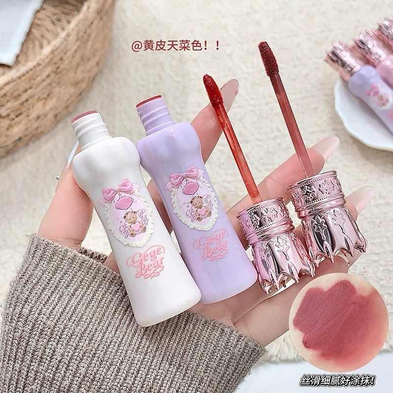 Gege bear戈戈小熊萌熊丝雾奶绒唇泥奶霜丝滑不拔干显色持妆唇泥