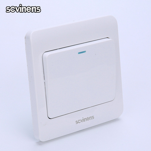 86-Type Flush-Mount White Single-Pole Switch Panel with Silver Dot, Single-Unit Wall Switch and Outlet—Wholesale