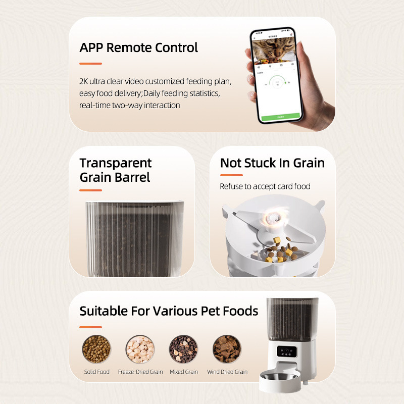 alimentador inteligente para mascotas, monitoreo remoto de gran capacidad y tiempo cuantitativo con cámara para alimentar automáticamente al gato