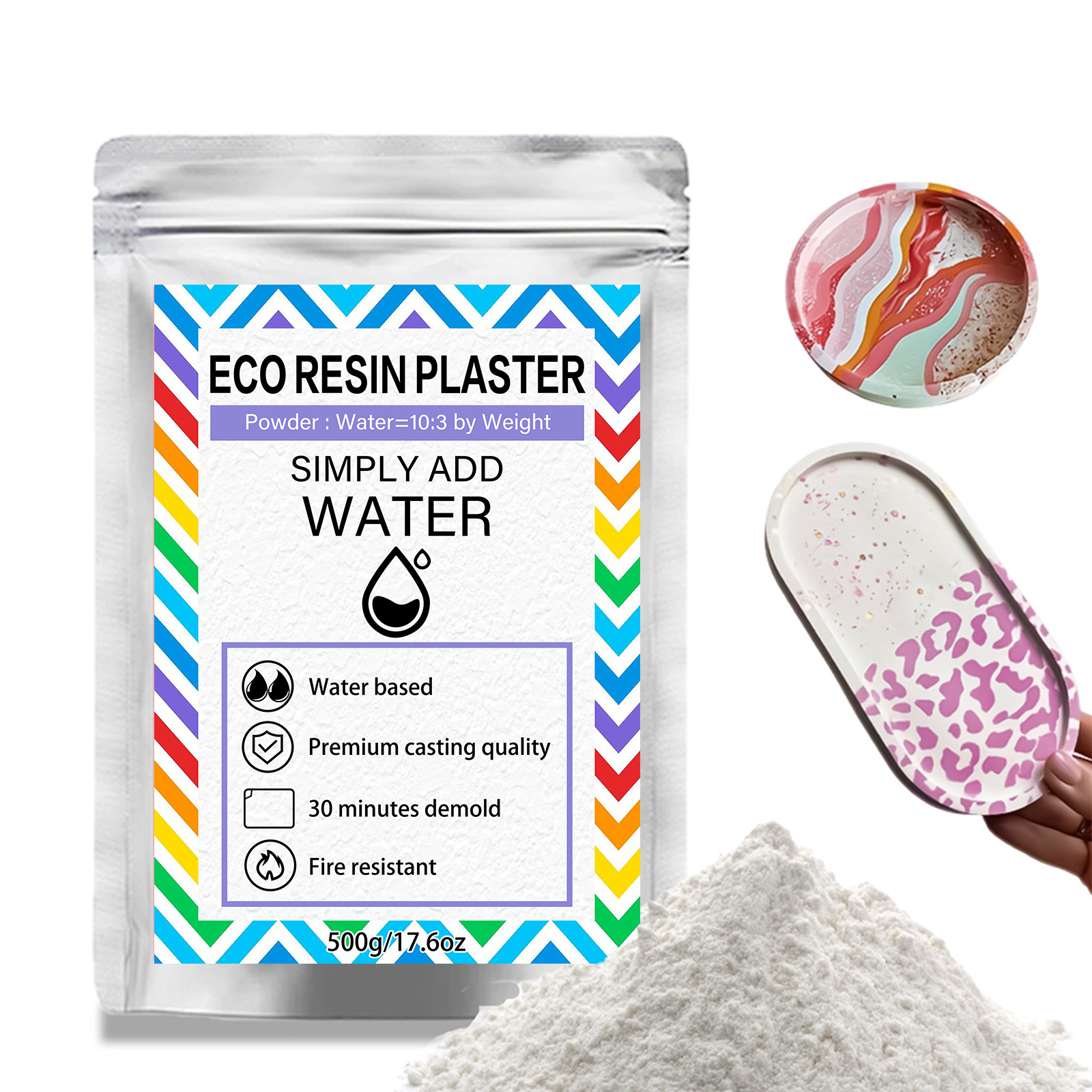 石膏粉铸造套件树脂模具手工 diy制作工艺品香薰杯垫超白石膏粉