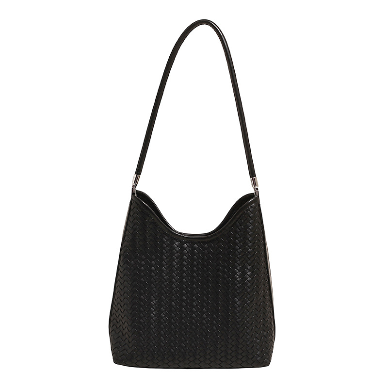 Bolso de axila retro estilo de Hong Kong 2025 verano nuevo estilo bolso femenino moda tejido patrón bolso de hombro de mujer salvaje