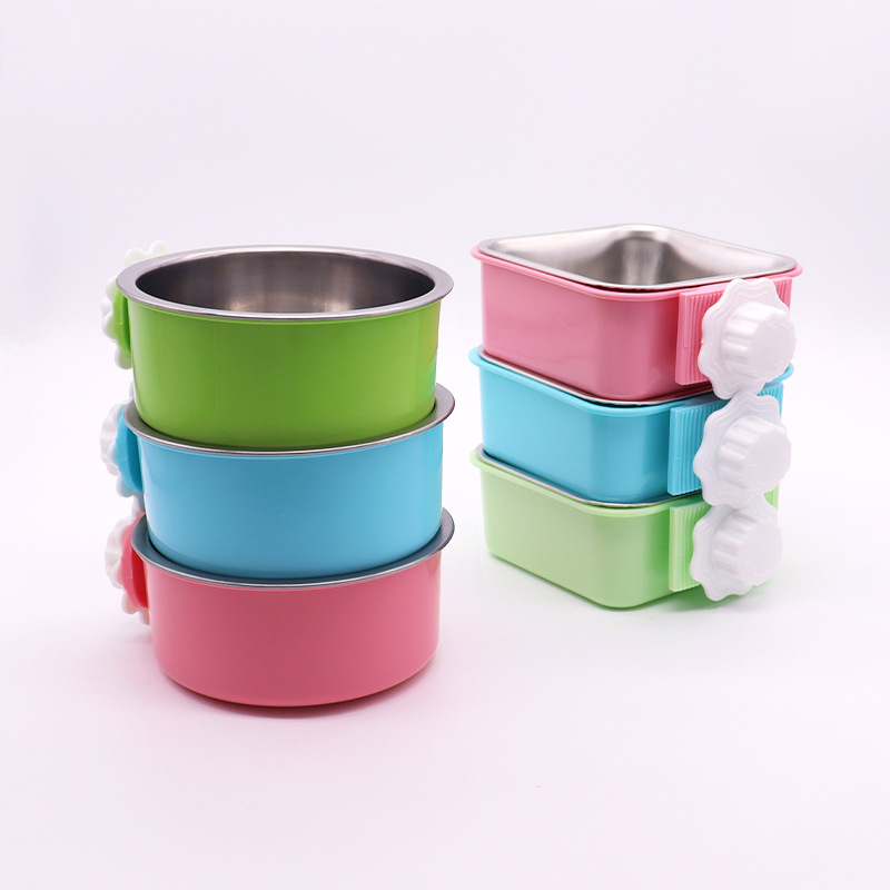 Jaula para perros Cuenco para mascotas Cuenco para perros colgante Cuenco para perros de acero inoxidable resistente a la voltereta