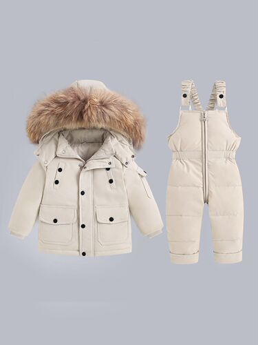 Children's winter export clothing, warm winter clothes for boys, set for little children, two-piece set for 1-5 years old, girls' overalls with belts, one-piece clothes