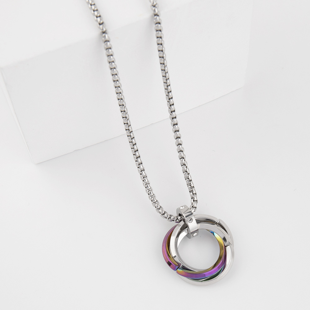 Edelstahlkette mit quadratischen Perlen, Herrenhalskette, trendiger Hip-Hop, Schmuckzubehör aus Titanstahl, Kette und Schlaufe_voghion.com