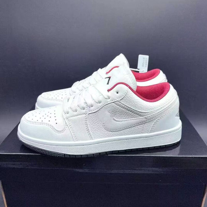 2026 Popular Aj1 White and Red Versatile Low-Top Sneakers, Sports Shoes for Men and Women, Trendy Campus Couple Shoes Wholesale