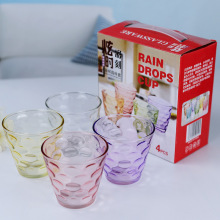 彩色耐热透明玻璃杯家用套装雨点杯子茶杯啤酒果汁杯水杯活动礼品