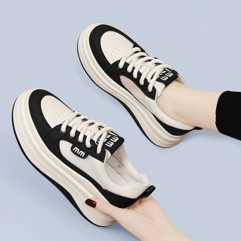 Giày sneaker nữ đế xuồng lưới thoáng khí, đế dày mềm, thời trang đa năng — JST 1802-1 màu đen, JST 1832-1 màu đen, JST 1923 trắng đen, JST 1802- 1m Màu