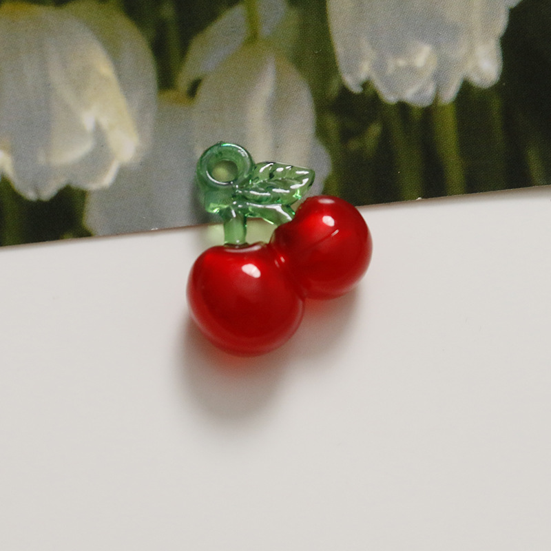 2g Weight Pendant Jewelry Making Type 20*20mm Jewelry Making Size DIY Jewelry Accessories Classification 1 Piece Quantity Acrylic Material Cherry Pattern Cute Style 1 Piece 20*20mm Arylic Cherry Pendant 8
