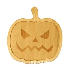 竹制南瓜形餐盘感恩节装饰火鸡托盘万圣派对水果零食糖果盘芝士板