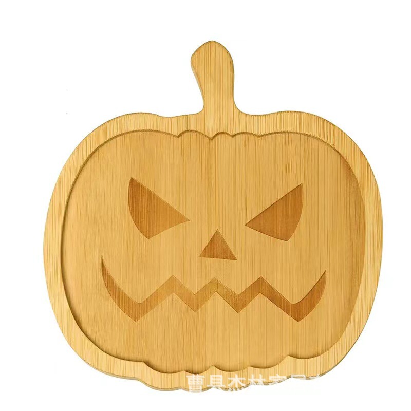 Bamboo Pumpkin Shaped Serving Plate Thanksgiving Decoration Turkey Tray Halloween Party Fruit Snack Candy Dish Cheese Board