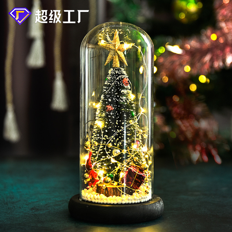 Creativa decoración del árbol de Navidad cubierta de vidrio decoración cedro ventana accesorios de tiro de escritorio regalo de Navidad regalo