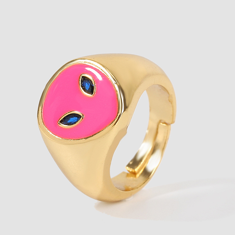 Fashion Alien Copper Enamel Rings 1 Piece