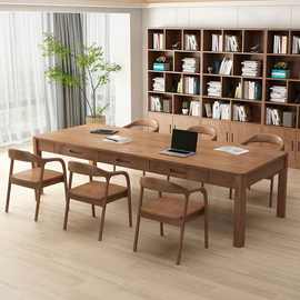简约现代实木书桌带抽屉家用原木办公桌写字台长方形电脑桌工作台
