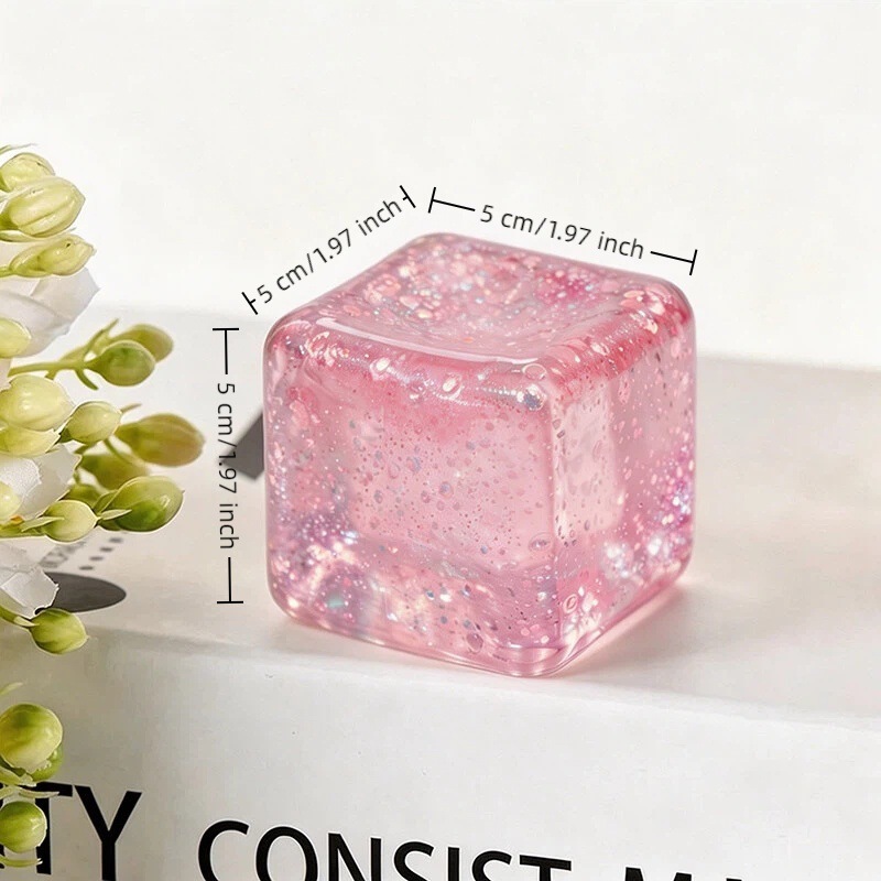 5cm gold powder ice cube-pink