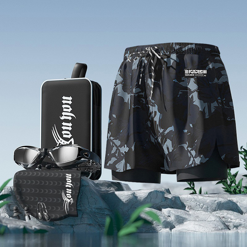 블랙 + 수영모 + 수영 고글 + 수영 가방 [코 클립 및 귀마개 무료]