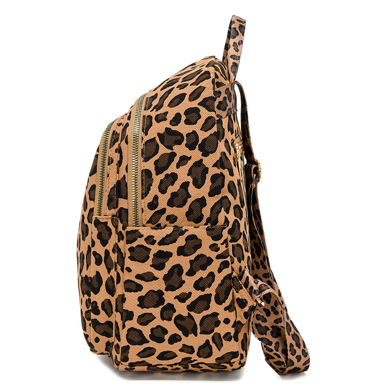 Mochila transfronteriza con estampado de leopardo súper fuego para mujer 2024 nuevo estilo salvaje para mujer mochila casual de gran capacidad bolso de viaje de moda