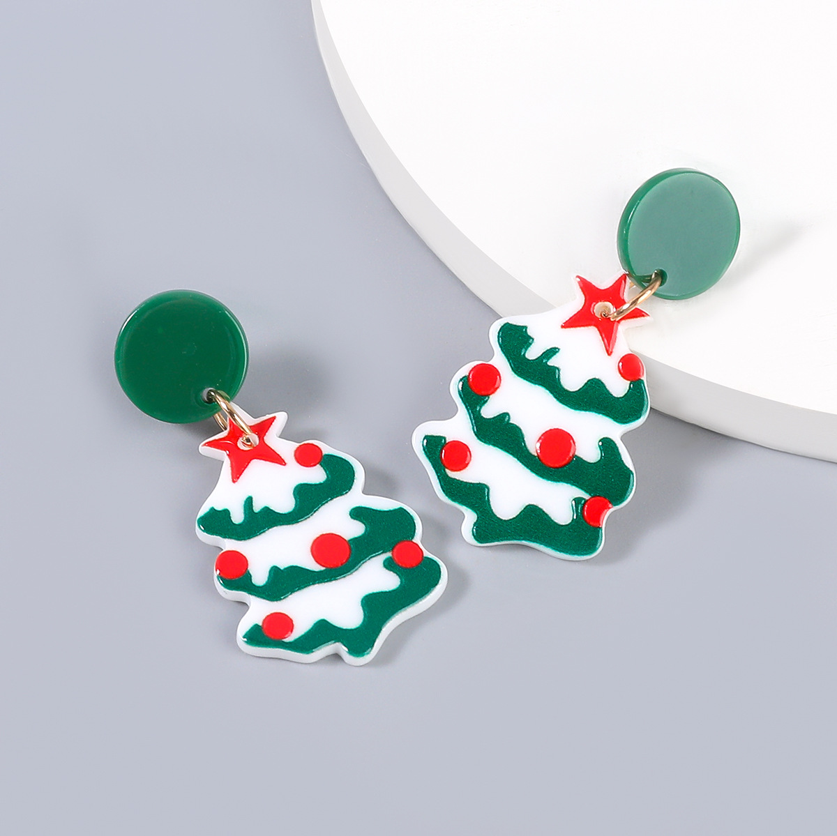Christmas2021 Christmas series alloy resin Christmas tree earrings female trend party earrings