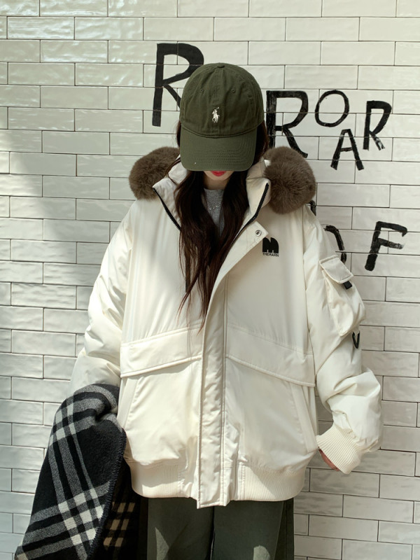 工装羽绒棉服女冬季2025新款小个子大毛领连帽加厚派克服棉衣外套|undefined