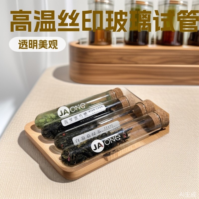 玻璃试管 透明食品糖果冷泡干花茶带木塞玻璃试管瓶 高温丝印标