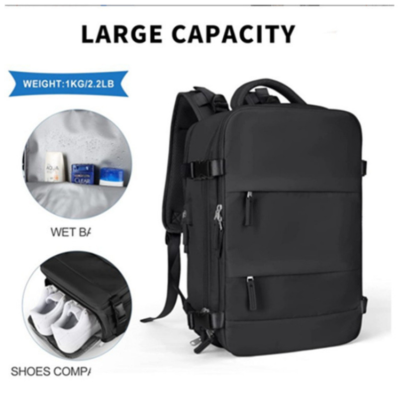 Amazon pequeña bolsa de viaje impermeable mochila mochila equipaje USB bolsa de viaje conjunto de lavado de moda